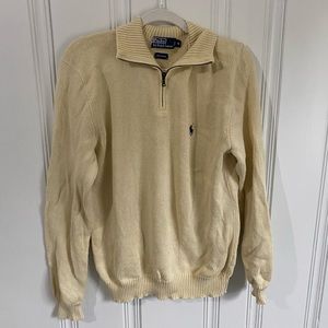 POLO RALPH LAUREN MEN'S CREAM QUARTER ZIP MOCK NECK SWEATER SZ M.